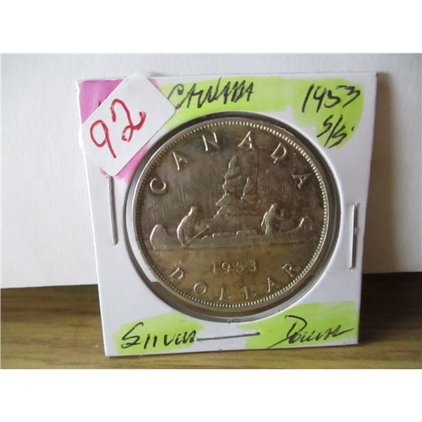 1953 SHOULDER STRAP CANADA SILVER DOLLAR