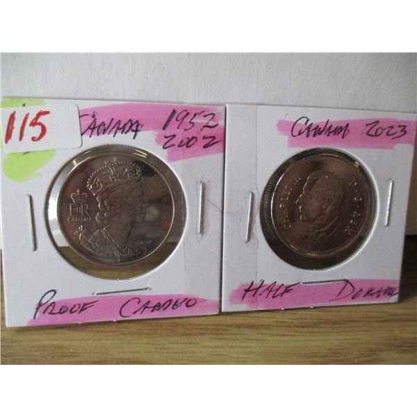1952 - 2002 QUEEN ELIZABETH II & KING CHARLES III PROOF HALF DOLLAR SET