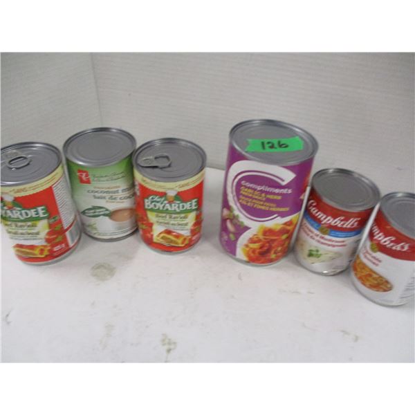 FREIGHT DAMAGE (AS IS):  FLAT C/W 6 CANS ASSORTED GROCERIES