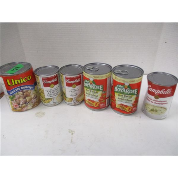 FREIGHT DAMAGE (AS IS):  FLAT C/W 6 CANS ASSORTED GROCERIES