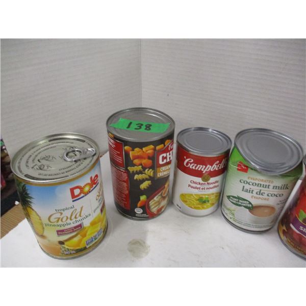 FREIGHT DAMAGE (AS IS):  FLAT C/W 7 CANS ASSORTED GROCERIES