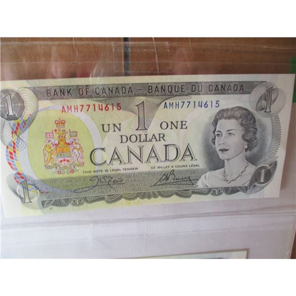 LOT OF 3 - 1973 BANK OF CANADA SEQUENTIAL SERIAL NUMBER $1 BILLS