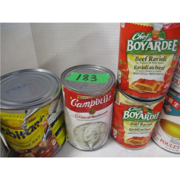 FREIGHT DAMAGE (AS IS):  FLAT C/W APPROX. 9 CANS ASSORTED GROCERIES