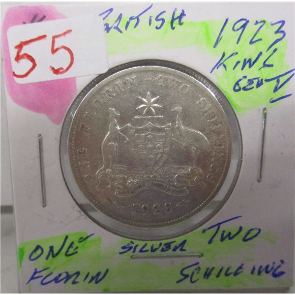 1923 BRITISH SILVER TWO SCHILLING