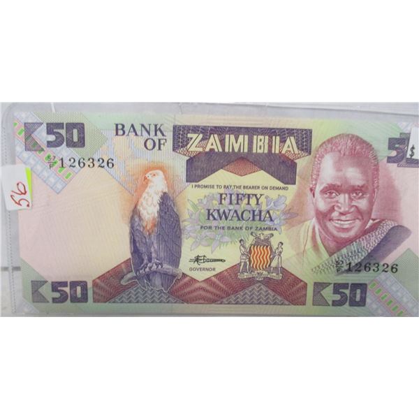 BANK OF ZAMBIA 50 KWACHA BANK NOTE