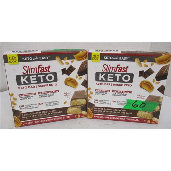 FREIGHT DAMAGE (AS IS):  SLIM FAST KETO CHOCOLATE PEANUT BUTTER BARS (2 X 200G BOXES) - BUNDLE