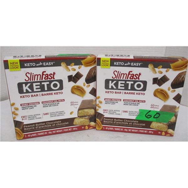 FREIGHT DAMAGE (AS IS):  SLIM FAST KETO CHOCOLATE PEANUT BUTTER BARS (2 X 200G BOXES) - BUNDLE