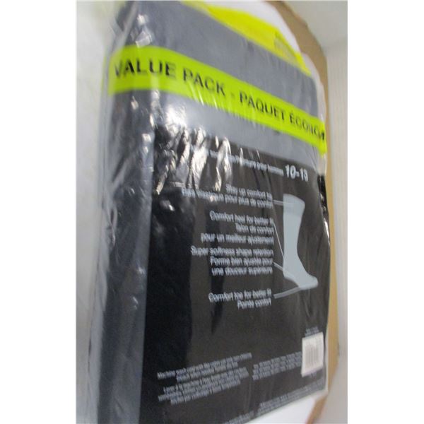 NEW:  MEN'S BLACK CREW SOCKS (SIZE 10 - 13) (20 PAIR) - PACKAGE