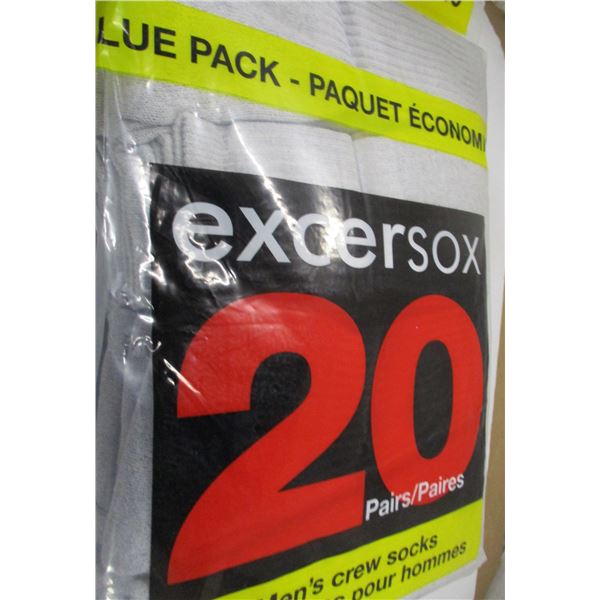NEW:  MEN'S GREY CREW SOCKS (SIZE 10 - 13) (20 PAIR) - PACKAGE