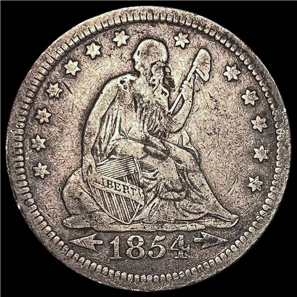 1854 Arrows Seated Liberty Quarter LIGHTLY CIRCULATED