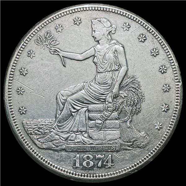 1874-S Silver Trade Dollar CLOSELY UNCIRCULATED
