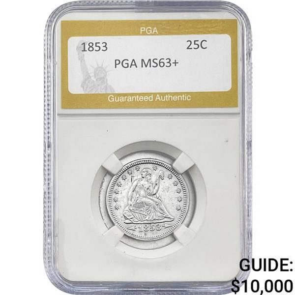 1853 Seated Liberty Quarter PGA MS63+