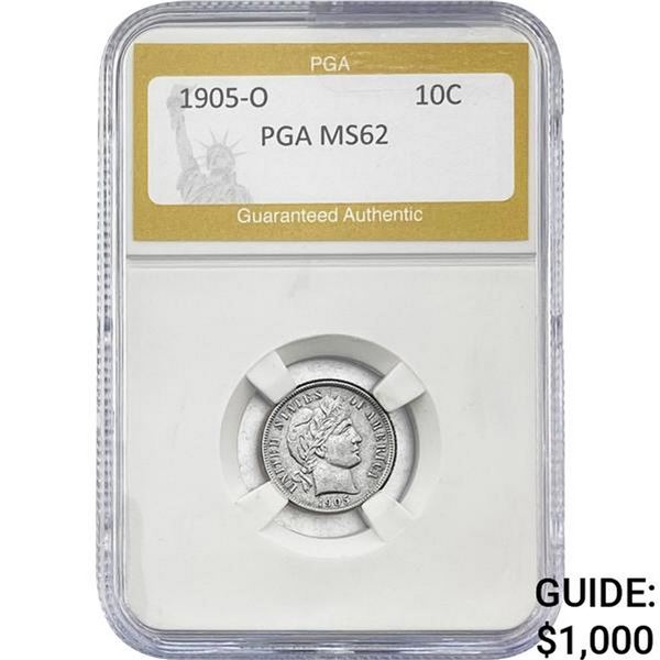 1905-O Barber Dime PGA MS62
