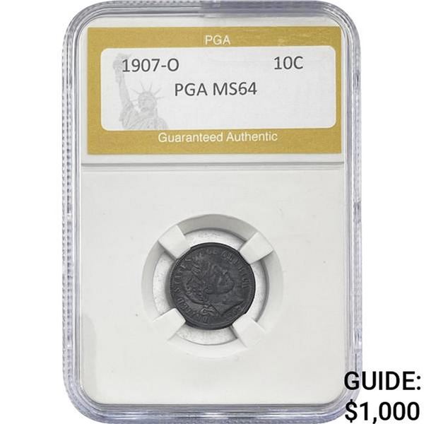 1907-O Barber Dime PGA MS64