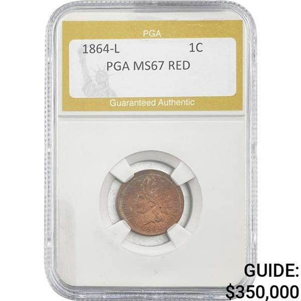 1864-L Indian Head Cent PGA MS67 RED