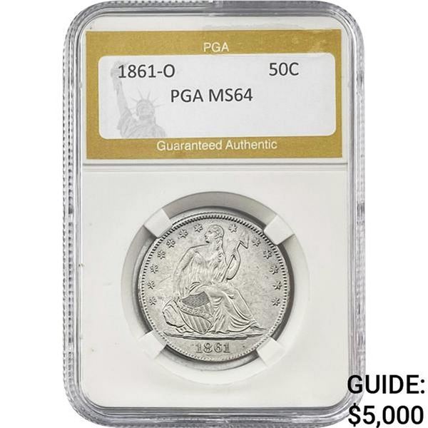 1861-O Seated Liberty Half Dollar PGA MS64