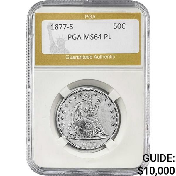 1877-S Seated Liberty Half Dollar PGA MS64 PL