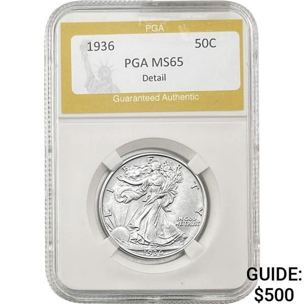 1936 Walking Liberty Half Dollar PGA MS65 DETAIL