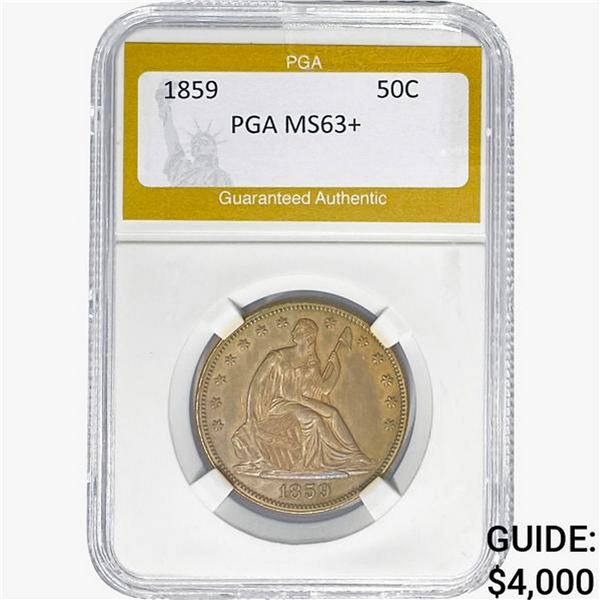 1859 Seated Liberty Half Dollar PGA MS63+