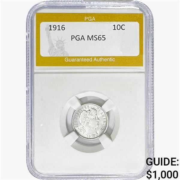 1916 Barber Dime PGA MS65