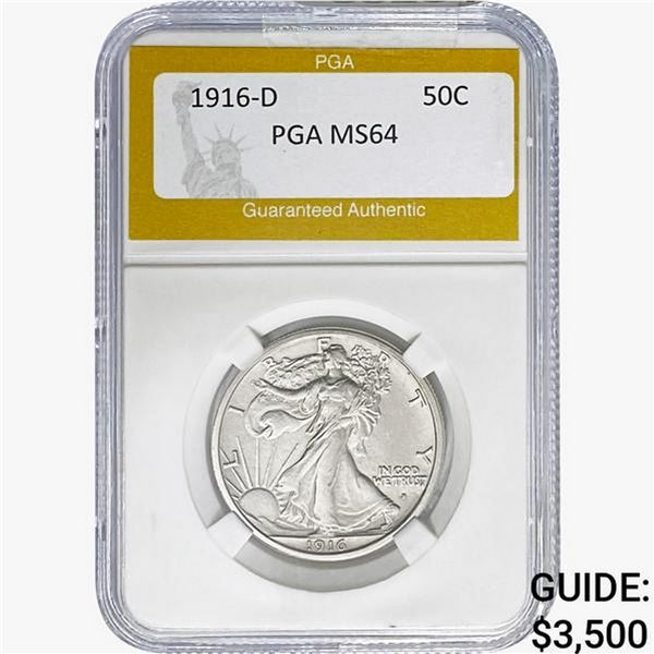 1916-D Walking Liberty Half Dollar PGA MS64