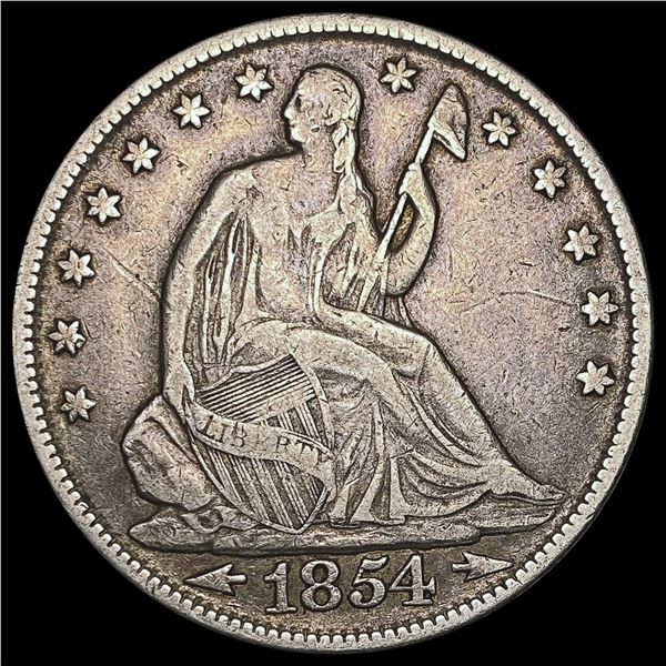 1854 Arrows Seated Liberty Half Dollar LIGHTLY CIRCULATED
