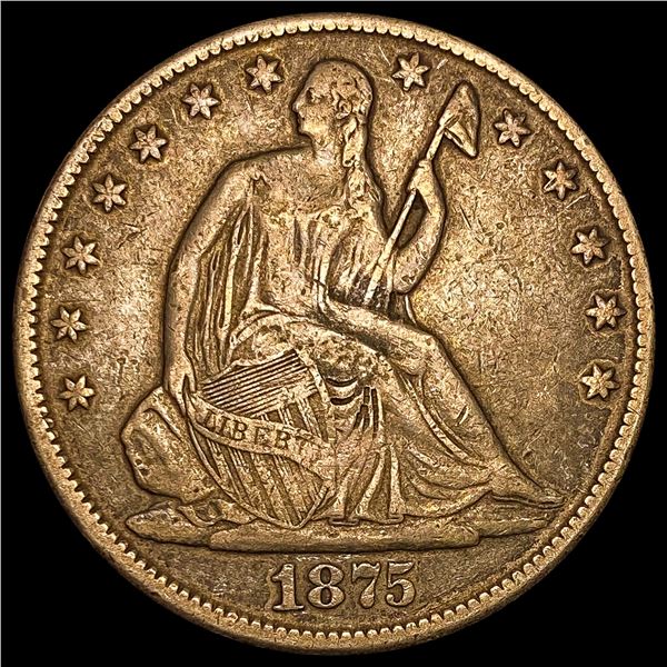 1875 Seated Liberty Half Dollar LIGHTLY CIRCULATED