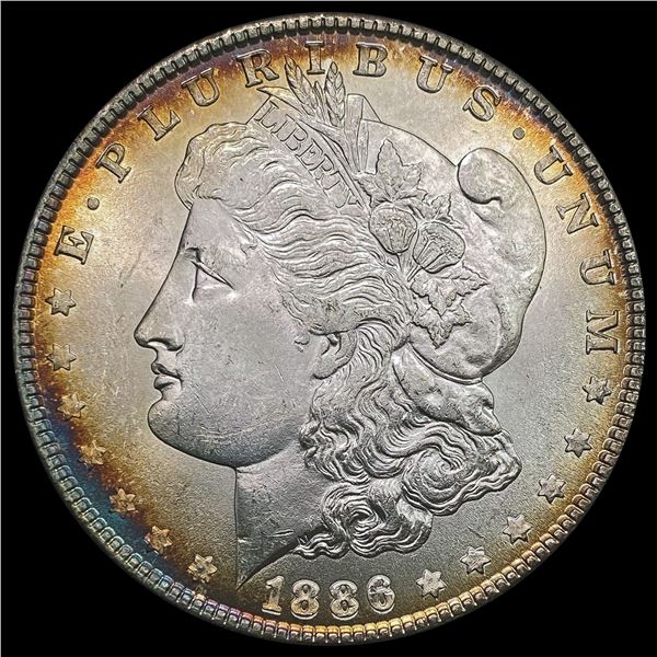 1886 Toned Morgan Silver Dollar GEM BU
