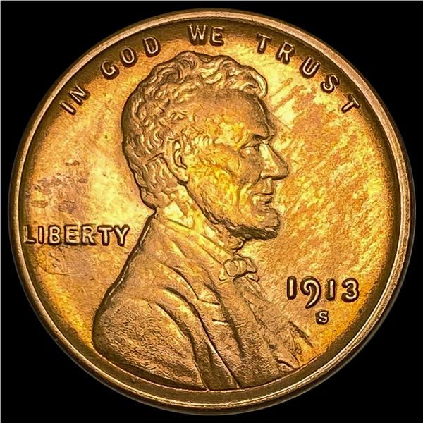 1913-S RED Wheat Cent GEM BU