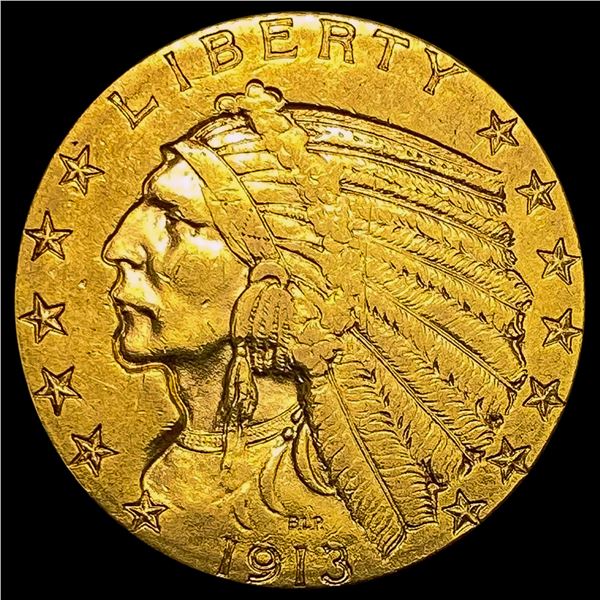 1913 $5 Gold Half Eagle CLOSELY UNCIRCULATED
