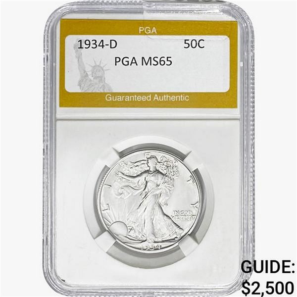 1934-D Walking Liberty Half Dollar PGA MS65
