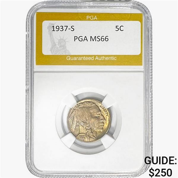 1937-S Buffalo Nickel PGA MS66