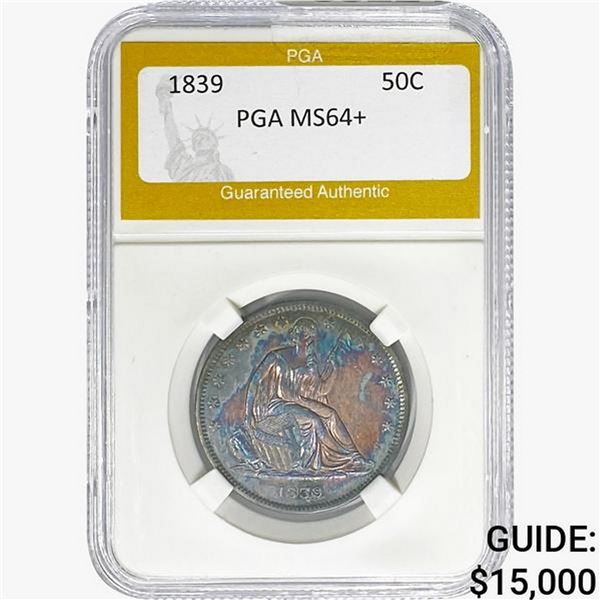 1839 Seated Liberty Half Dollar PGA MS64+