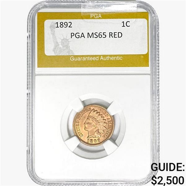 1892 Indian Head Cent PGA MS65 RED