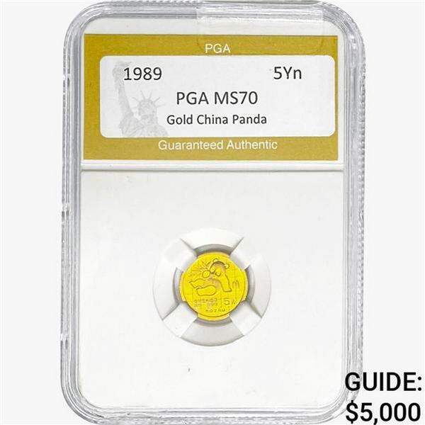 1989 1/10 oz Gold China Panda 5 Yuan PGA MS70