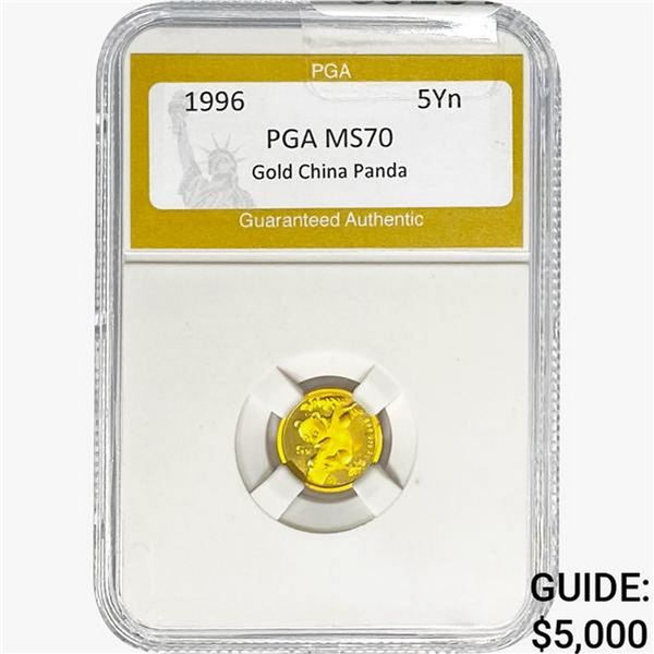 1996 1/10 oz Gold China Panda 5 Yuan PGA MS70 RED