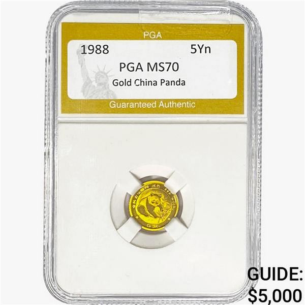 1988 1/10 oz Gold China Panda 5 Yuan PGA MS70