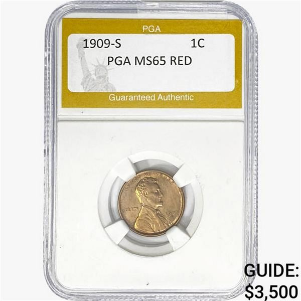 1909-S Wheat Cent PGA MS65 RED