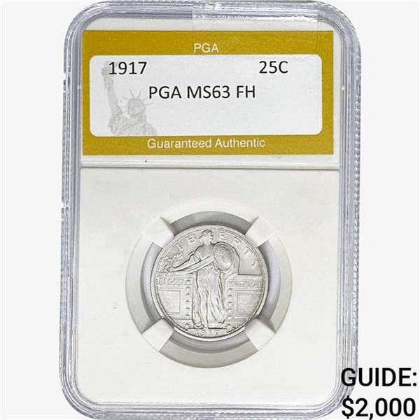 1917 T1 Standing Liberty Quarter PGA MS63 FH