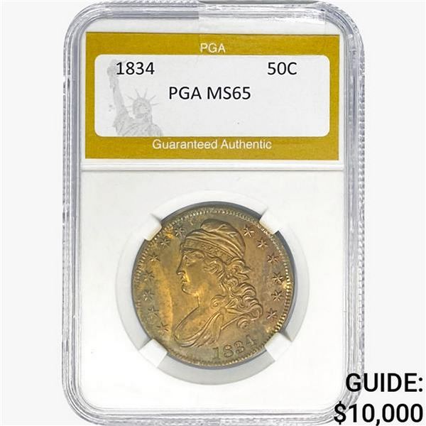 1834 Capped Bust Half Dollar PGA MS65