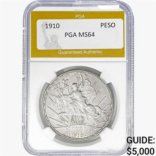 1910 Mexico Silver Peso PGA MS64