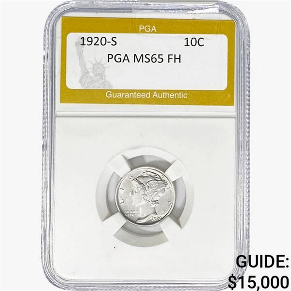 1920-S Mercury Silver Dime PGA MS65 FH