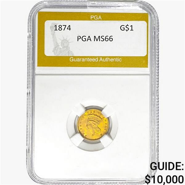 1874 Rare Gold Dollar PGA MS66