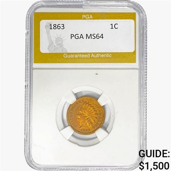 1863 Indian Head Cent PGA MS64