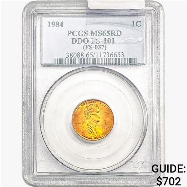 1984 Lincoln Memorial Cent PCGS MS65 RD DDO FS-101