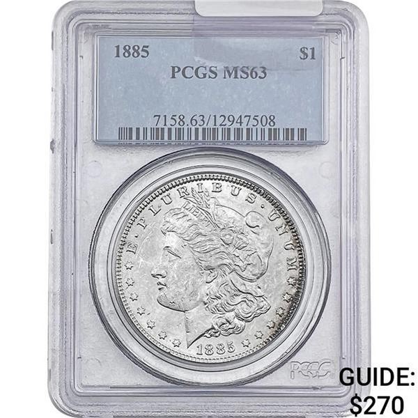 1885 Morgan Silver Dollar PCGS MS63
