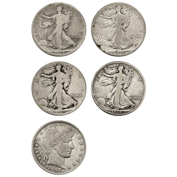 1897-1919 [5] Silver Half Dollars