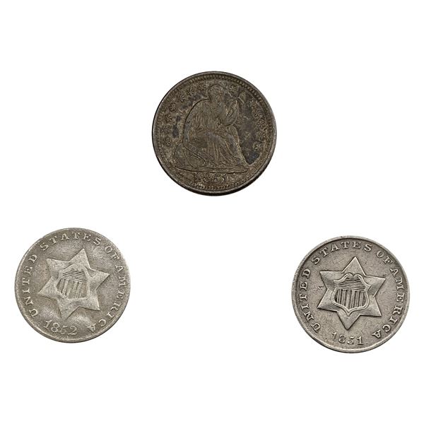 1851-1852 [3] U.S. Silver Coin Type Lot