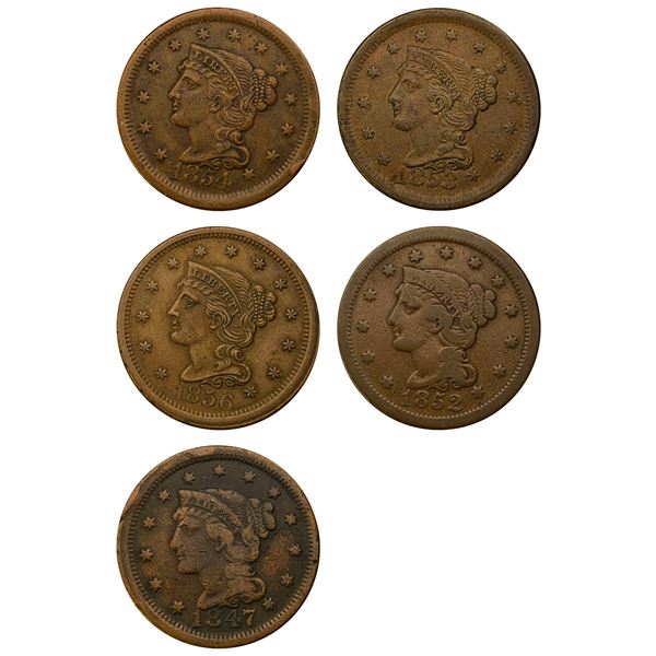 1847-1856 [5] Braided Hair Large Cent