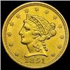 Image 1 : 1851 $2.50 Gold Quarter Eagle UNCIRCULATED